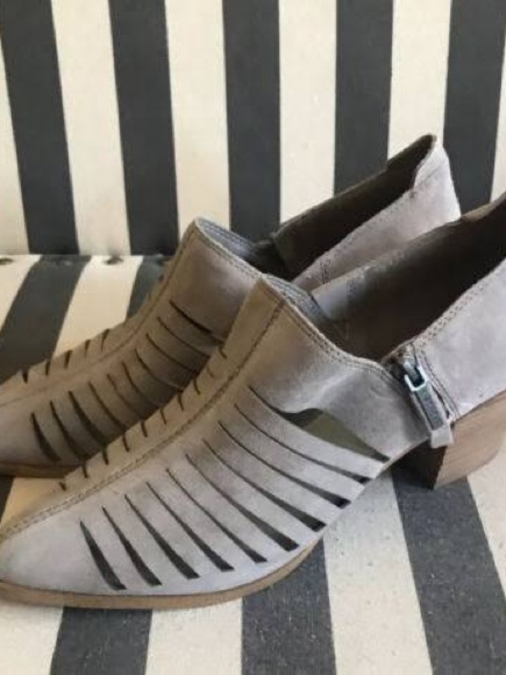 & Other Stories Taupe Cutout Suede Ankle Booties